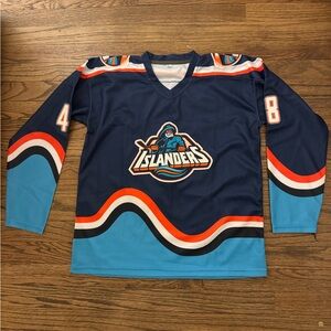 Islanders Hockey Jersey in Navy & Teal with Orange Accents